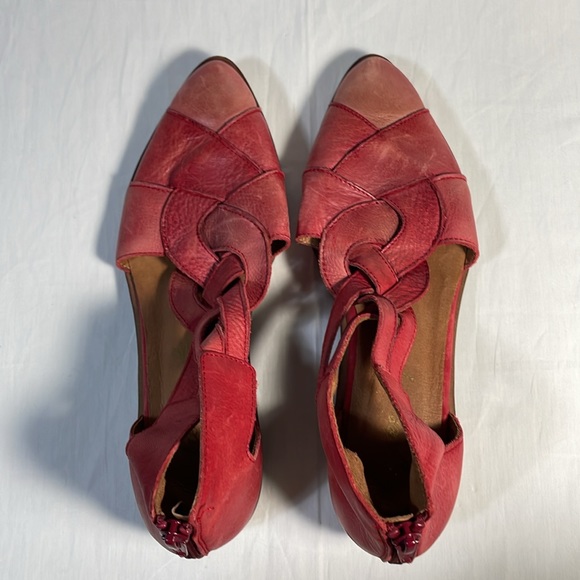 Free People Wanderlust Woven Red Leather Flats Point Toe Shoes - Picture 3 of 16